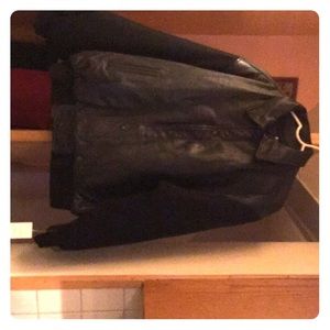 Size L Black Leather Body Wool Sleeves Varsity J